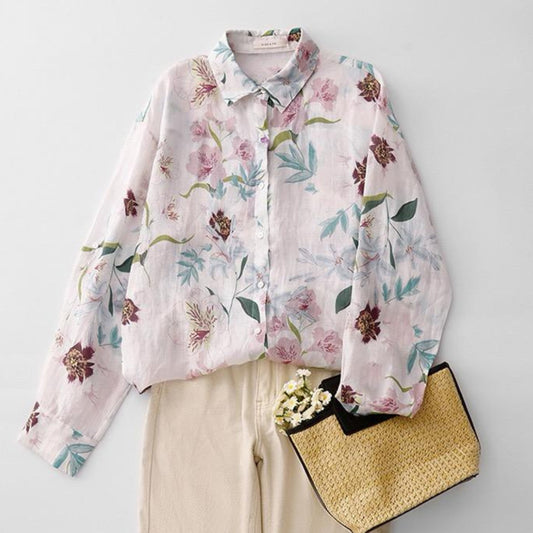 Pure Cotton Digital Leaf Printed Full Sleeve Casual Shirt