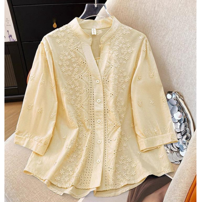 Pure Cotton Schiffly Embroidered Button Down Shirt