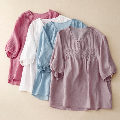 Pure Linen Cotton Pleated Comfortable tunic