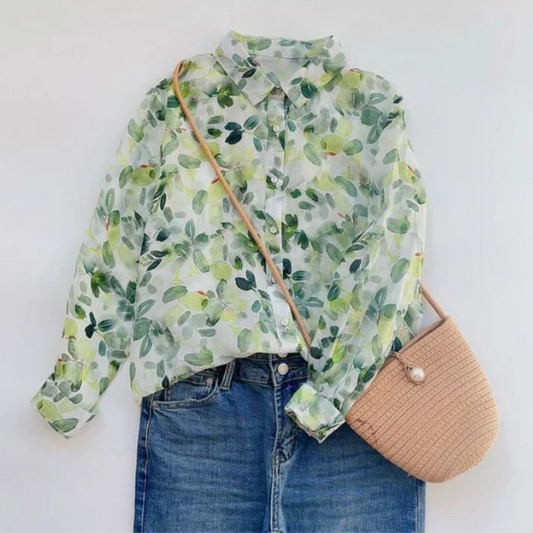 Pure Cotton Digital Leaf Printed Full Sleeve Casual Shirt