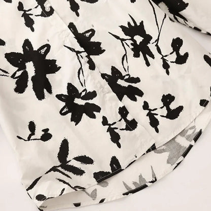 Pure Cotton Printed Black & White Floral Shirt