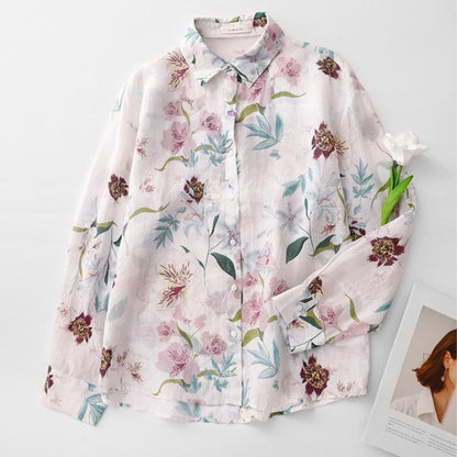 Pure Cotton Digital Leaf Printed Full Sleeve Casual Shirt