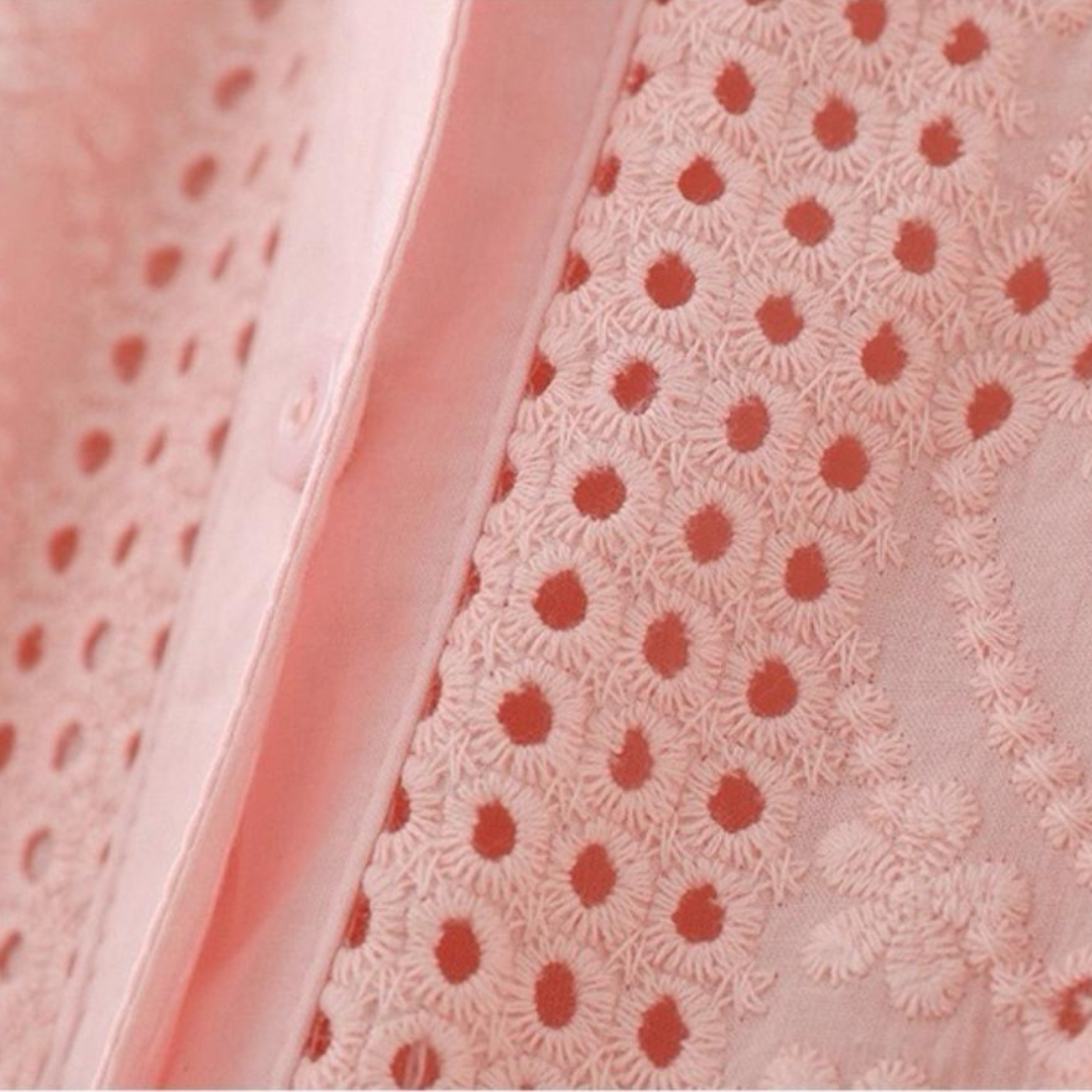 Pure Cotton Schiffly Embroidered Button Down Shirt