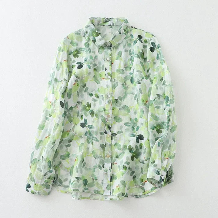 Pure Cotton Digital Leaf Printed Full Sleeve Casual Shirt