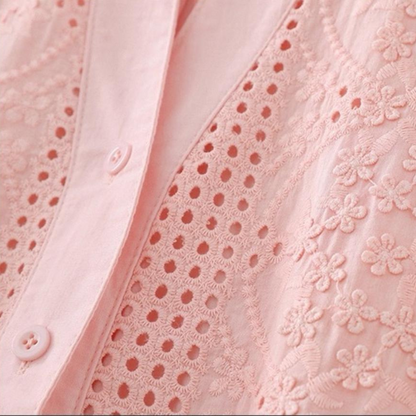 Pure Cotton Schiffly Embroidered Button Down Shirt