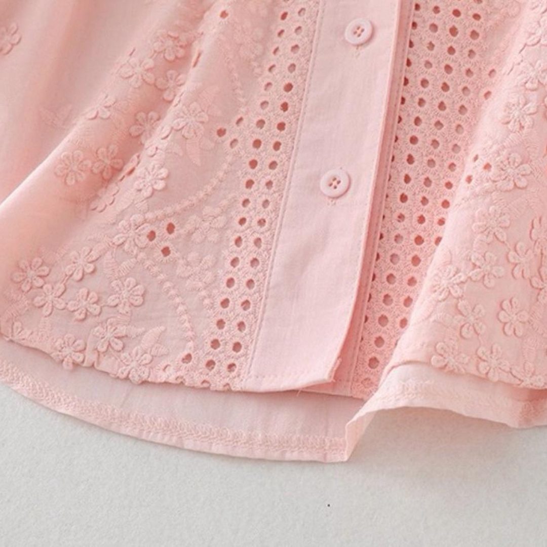 Pure Cotton Schiffly Embroidered Button Down Shirt