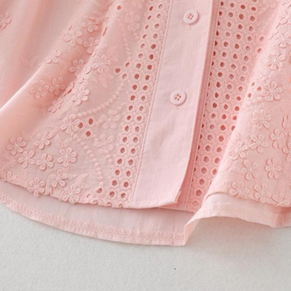 Pure Cotton Schiffly Embroidered Button Down Shirt