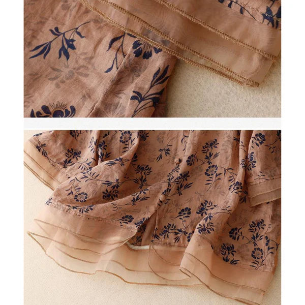 Pure Cotton Printed Shirt With Organza