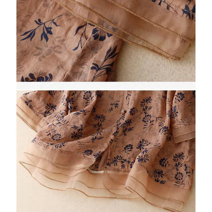 Pure Cotton Printed Shirt With Organza