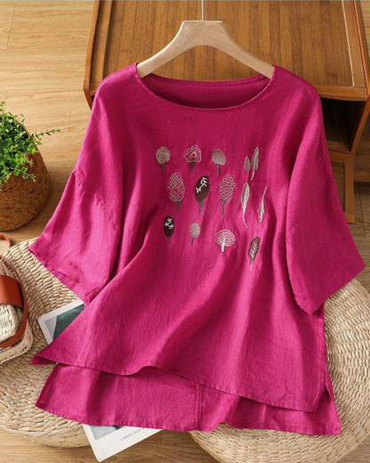 Pure Cotton Embroidered T-Shirt Top