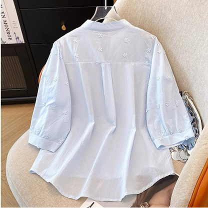 Pure Cotton Schiffly Embroidered Button Down Shirt