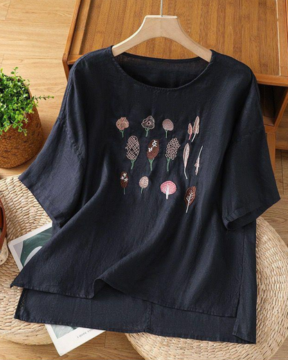 Pure Cotton Embroidered T-Shirt Top
