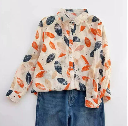Pure Cotton Elegant Leaf Print Shirt  Perfect for Every Season