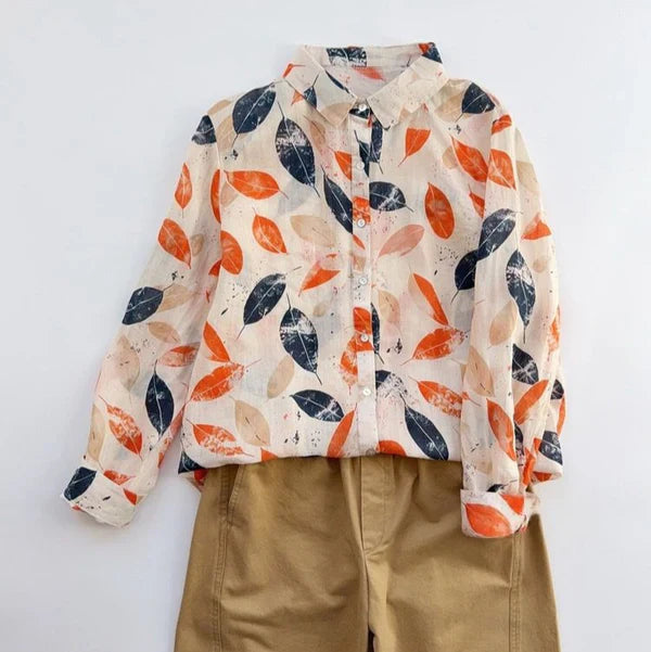 Pure Cotton Elegant Leaf Print Shirt  Perfect for Every Season