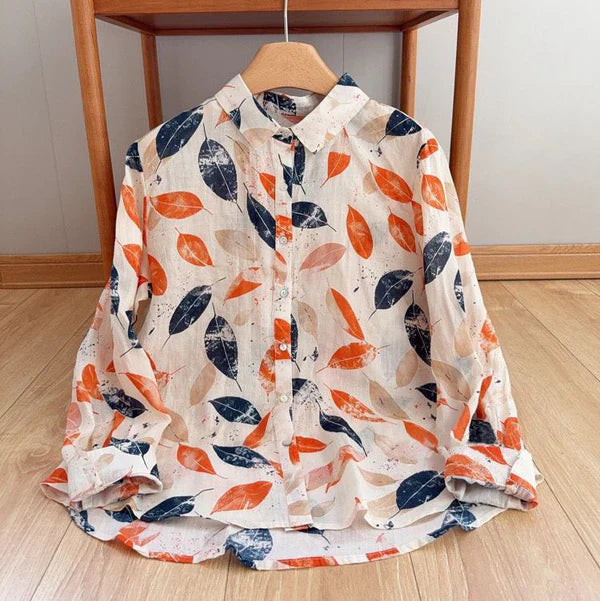 Pure Cotton Elegant Leaf Print Shirt  Perfect for Every Season