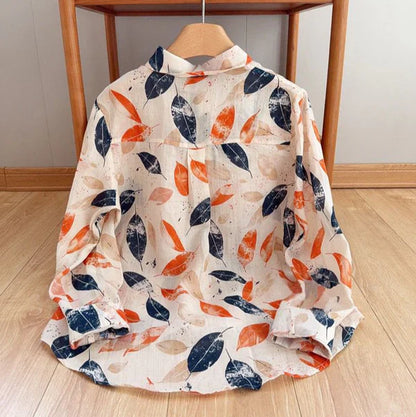 Pure Cotton Elegant Leaf Print Shirt  Perfect for Every Season