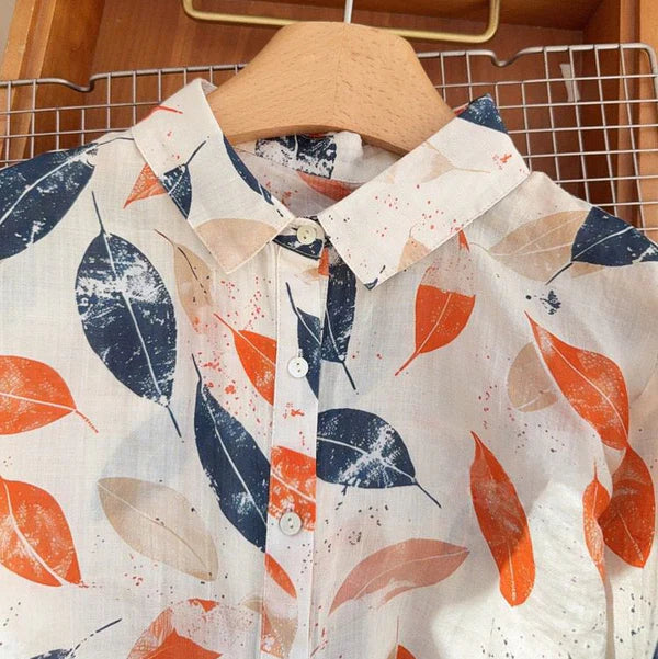 Pure Cotton Elegant Leaf Print Shirt  Perfect for Every Season