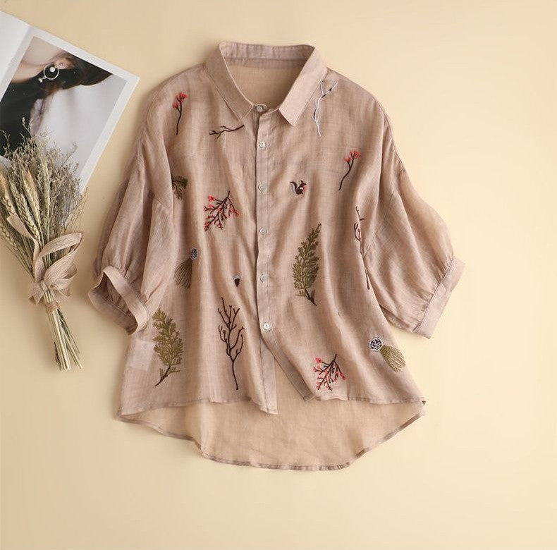 Pure Cotton Embroidered Oversize Comfort Shirt